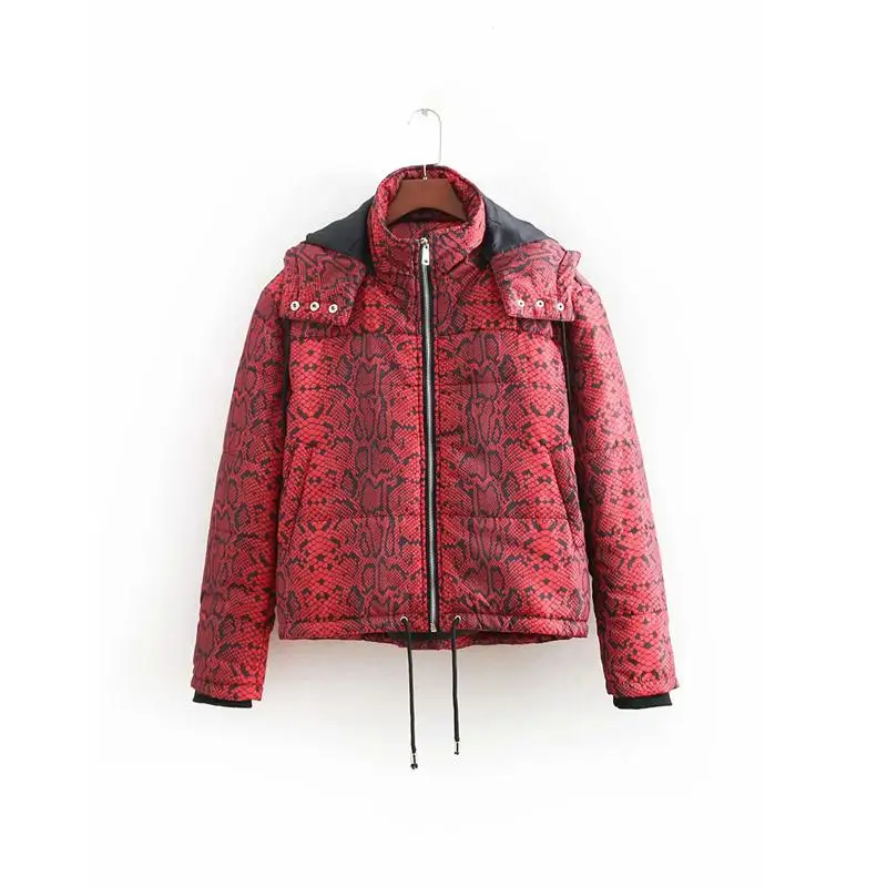 2018 Vintage snake print Winter jacket women plus size bomber jacket female Korean Streetwear parkas hooded coat women clothes 2018 Vintage snake print Winter jacket women plus size bomber jacket female Korean Streetwear parkas hooded coat women clothes