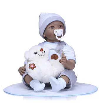 

22'' Black African American Reborn Baby Boy Doll Ethnic Biracial Newborn Toddler Baby Doll Toy Kids Toys For Girls