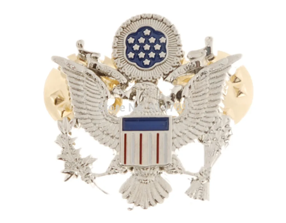 WWII US ARMY OFFICER SHOULDER EAGLE SMALL BADGE INSIGNIA PIN SILVER On 