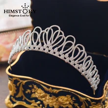 Himstory High-end Brides Clear Shinny AAA Cubic Zircon Crown Tiara Silver Hairbands Evening Party Festival Hair Accessories Himstory High-end Brides Clear Shinny AAA Cubic Zircon Crown Tiara Silver Hairbands Evening Party Festival Hair Accessories