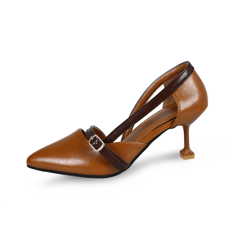 

High Quality Solid PU Leather Dress Women Pumps Retro Strange Style High Heels Shoes For Ladies 2017 Summer Woman Pumps