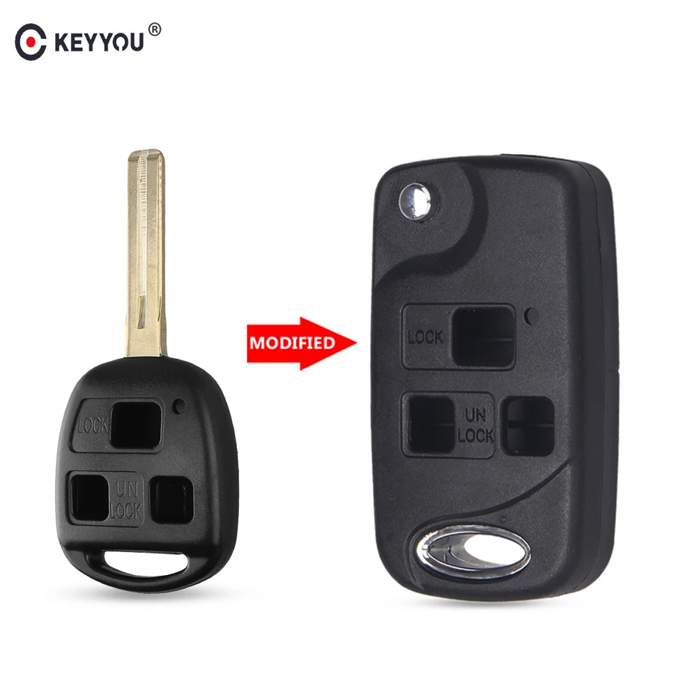 Замена KEYYOU модифицированный дистанционный флип-чехол для автомобильного ключа для Lexus IS200 LS400 RX300 GS300 Fob чехол для автомобильных ключей