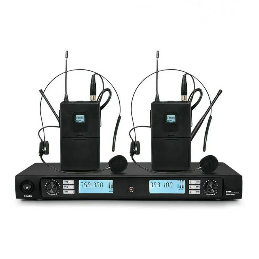 

Free shipping! Professional UHF Wireless Microphone Karaoke System with Dual headset / lapel Transmitter Microfone Mike Mic