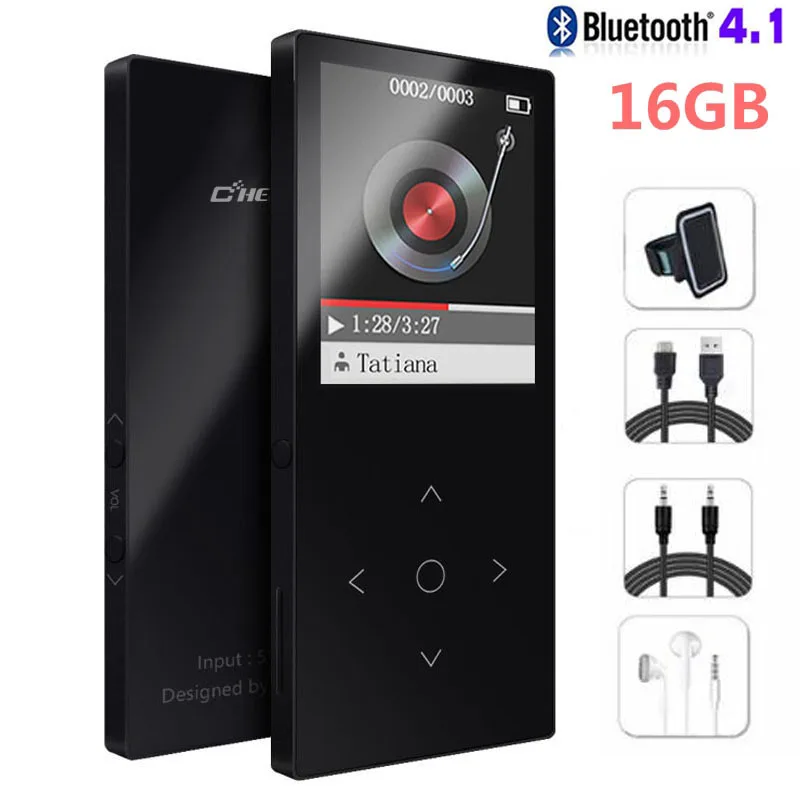 Сенсорная кнопка 16 Гб HIFI Bluetooth4.1 MP3 плеер 1 8 дюймов экран без потерь Музыкальный с fm