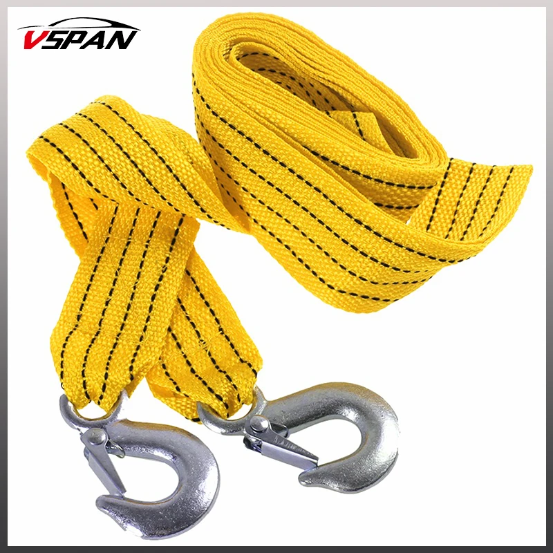 Superstrong 3 طن 4 متر سيارة سحب الشريط حبل مع خطاف الطوارئ مقطورة سحب كابل الثقيلة السيارات مساعد مع u-شكل خطاف