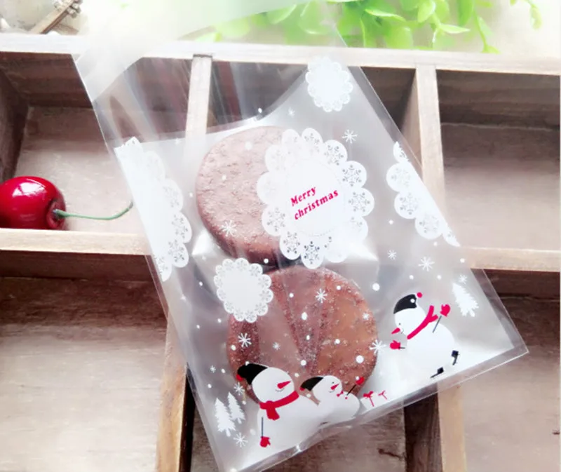 25 шт./партия Новогодние рождественские украшения для подарков Упаковочные пакеты самоклеющиеся печенья сумки Свадебный Рождественский шар Санта-Клаус