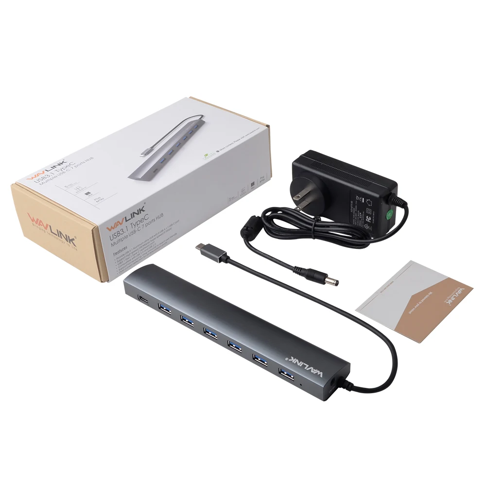 USB Hub 3 0 Высокоскоростной 7 портовый Алюминиевый C концентратор с 5 В/4A адаптером