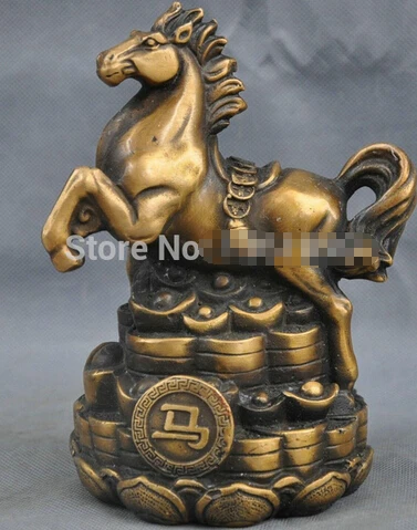 

0 7''Chinese Folk Culture Handmade Brass Bronze Statue Zodiac horse Sculpture