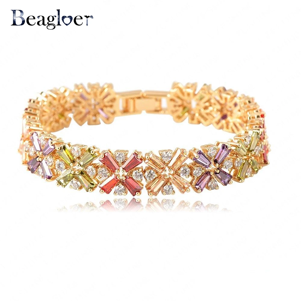 Beagloer Beautiful Bracelets Radiation Shaped Flower Bracelet Gold