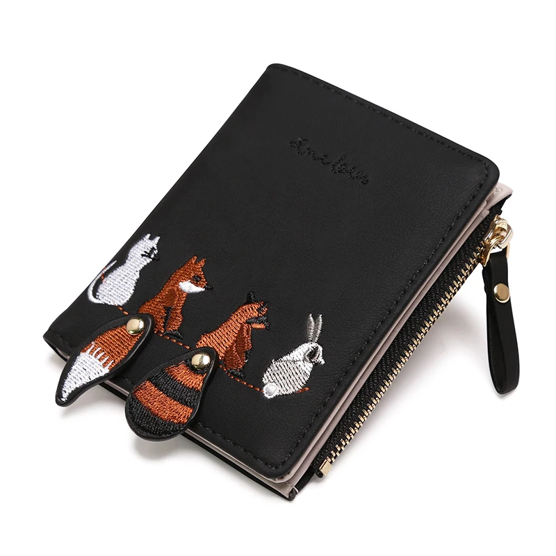 

2018 Women PU Leather Wallet Female Small Coin Purse Cute Fox Rabbit Animal Print Short Wallets Pocket Femme Girls Portefeuille