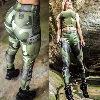 

2019 Women Muscle Leggings Army Green Camouflage Printed fitness Sporting Leggings Female Push Up Jeggings Femme Workout Pants