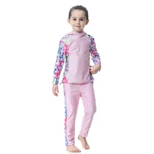 Милый исламский купальный костюм детский Мусульманский купальник с цветочным принтом для девочек, скромный купальный костюм с хиджабом, детский купальный костюм