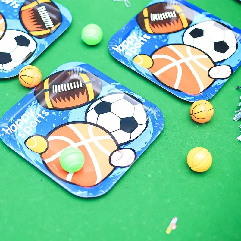 

Boys Birthday Party Decor Sports Theme Disposable Tableware Sets Paper Cup/Plate/Flag Baby Shower Supplies