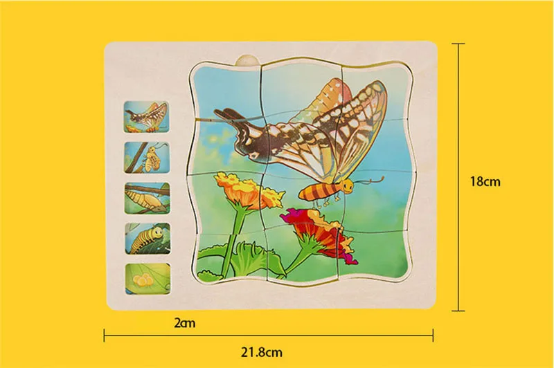 Onshine Деревянный мультфильм лягушка бабочка животных роста ребенка интеллектуальной головоломки доска ребенка раннего образования