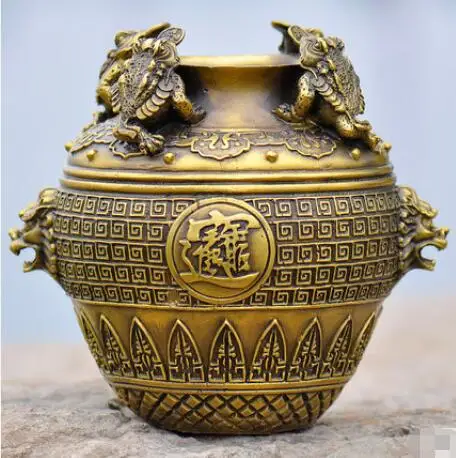 DYZ 917+++++++Brass handicraft opens the square nu Cai large treasure bowl geomancy decoration | Дом и сад