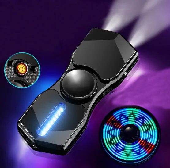 

Colorful glare fingertip electric wire LED lamp lighter gyro USB charging flashlight cigarette lighter