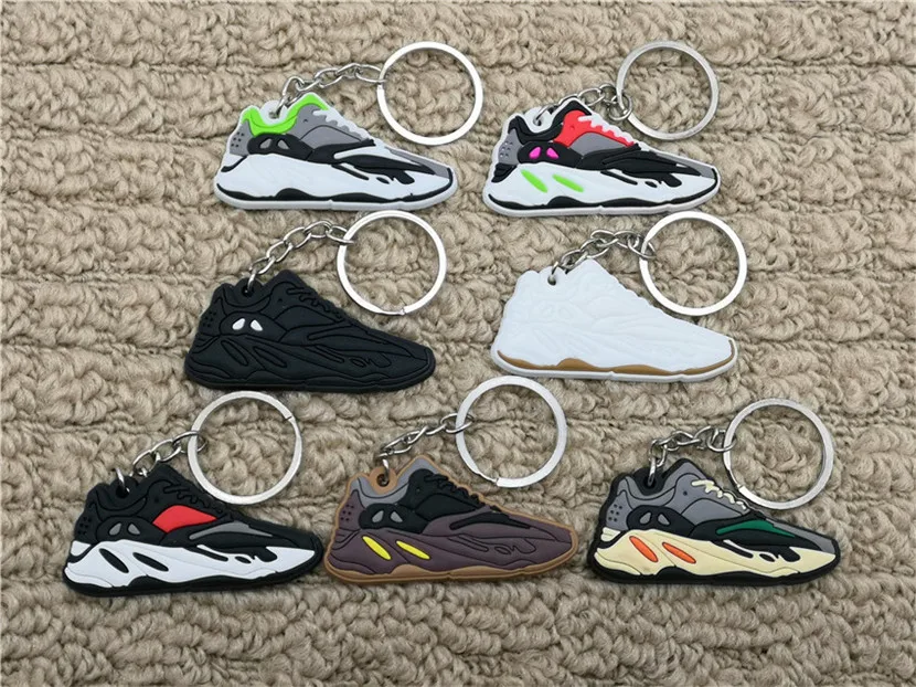

New Color Mini Silicone Boot 700 Shoes Keychain Sneaker 700 WAVE RUNNER Key Chain Woman Bag Charm Men Kids Key Ring Gifts