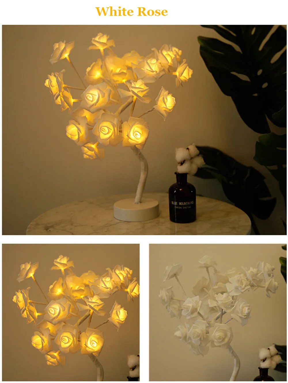 Luzes de Mesa Decorativas do Diodo Emissor de Luz do Controle Remoto do Usb da Forma da Árvore da Flor de Rosa da Lâmpada do Diodo Emissor de Luz Lâmpada Diodo da do 16 da forma da árvore da flor de