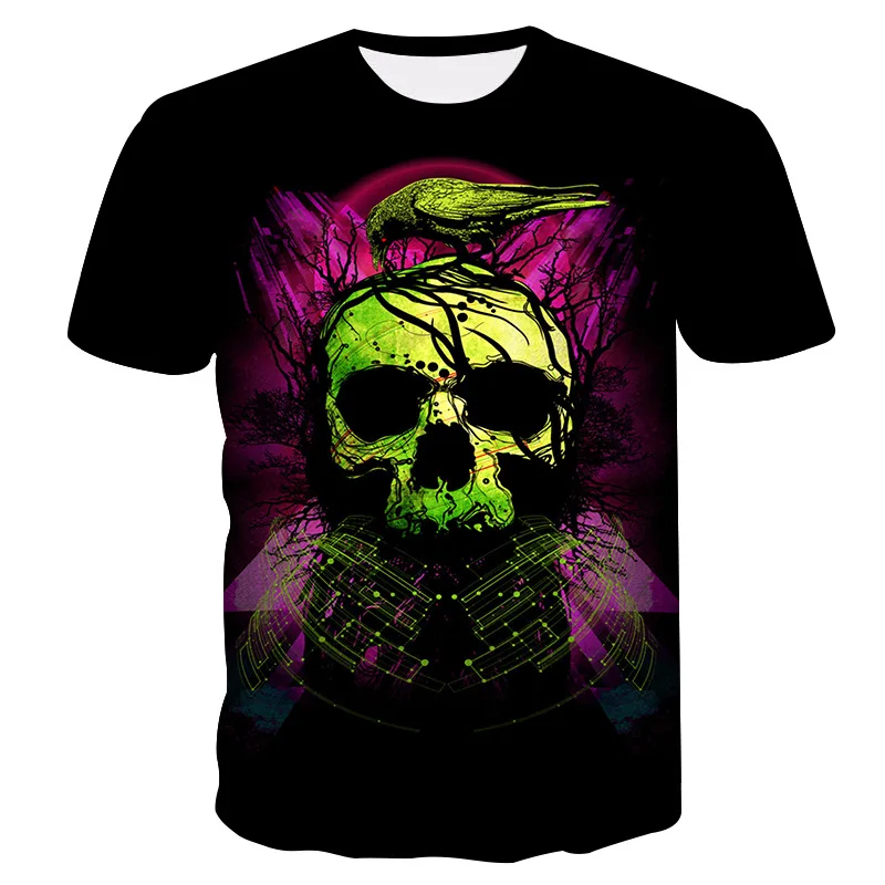 

2019New God bird and Skull Print fashion Men Summer Short Sleeve T-shirt 3D TShirt Casual Breathable Tshirt Bodybuilding Tights