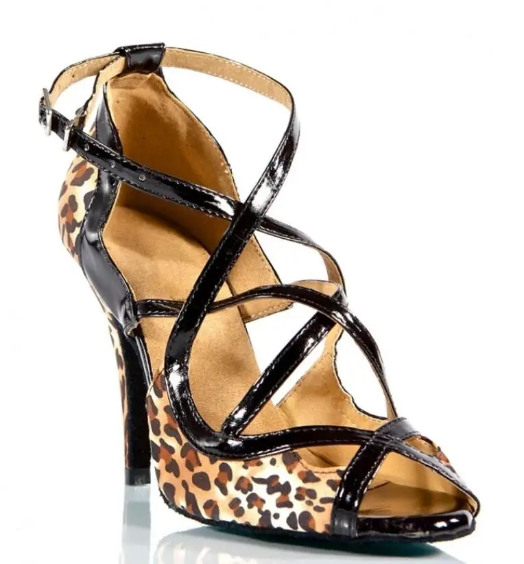 Леопардовая обувь для латинских танцев; женская Обувь для бальных танцев; женская обувь; удобная обувь для сальсы; низкая цена; JuseDanc - Цвет: as picture 10cm