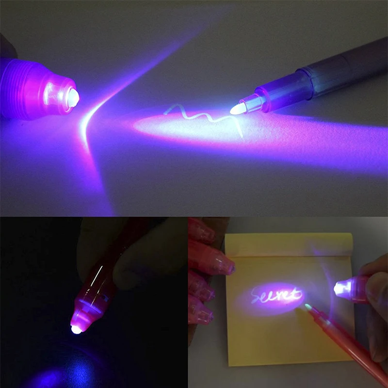 Marvel Invisible Iight Pen Mystery LED Electronic Violet Light Marker Creative UV Magic Ink Pen Material Escolar Secret Invisibl