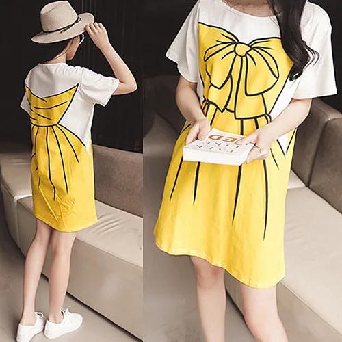 

2016 Solid Knee-length Lycra Chiffon Short Beach In The Summer, New Style Of Cotton Loose Sweet Big Butterfly Knot Dress Sn