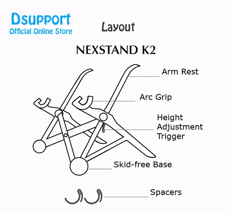 NEXSTAND K2 노트북 스탠드 접이식 휴대용 조절 가능 노트북 랩데스크 사무실용 랩데스크 인체공학적 노트북 거치대