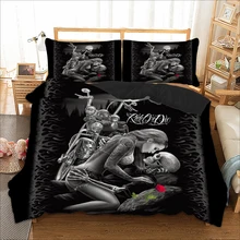 Juego de cama gótico cráneo/Monroe doble tamaño Queen tamaño doble funda de edredón con fundas de almohada Rider Girl juego de ropa de cama