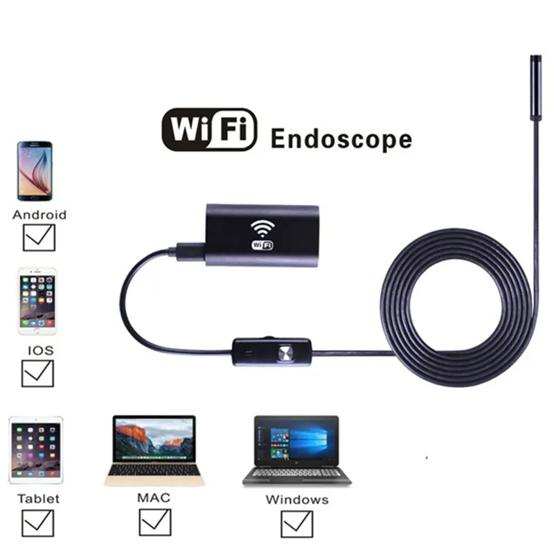 HD720P Mini 8mm Lens Wifi Endoscope Camera with 3.5/5m Cable Inspection Borescope For Android IOS iPhone 11Pro | Электроника