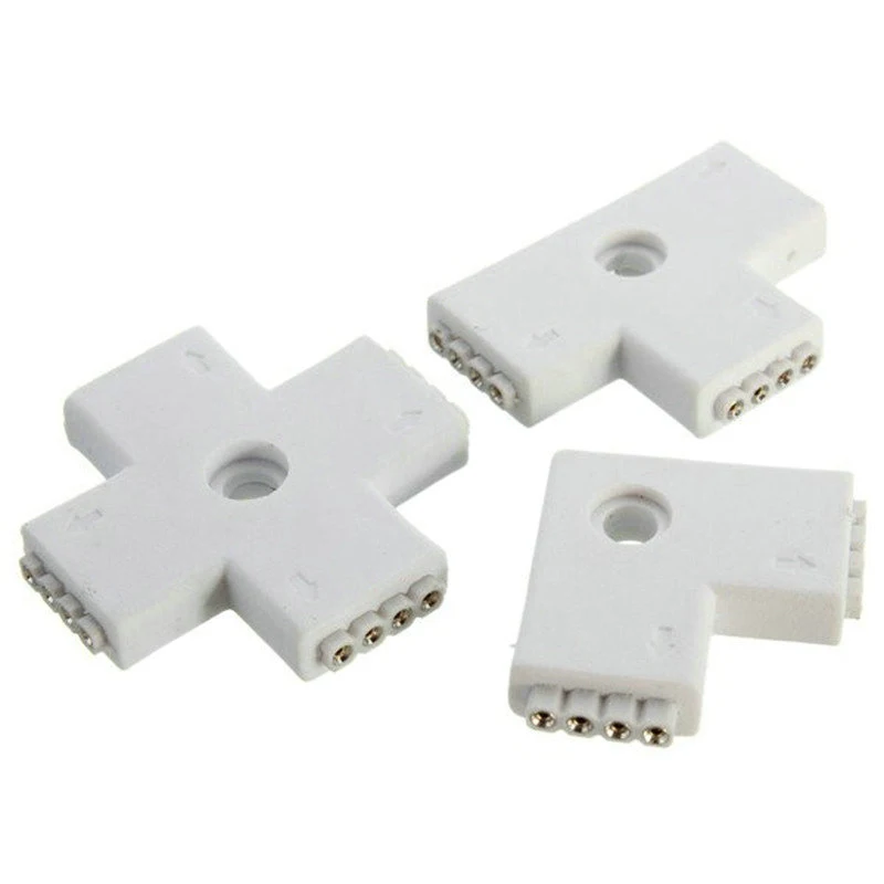 

4 Pin LED Connector L / X / T Shape Connection Extension Wire For RGB LED Strip Light DC 12V