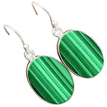 Оригинальные малахитовые серьги из стерлингового серебра 925 пробы, 35 мм, AE1047