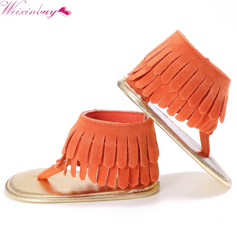 

Baby Girls Summer Sandal Breathable Tassel Shoes Anti-slip Flip Flop Newborn Sandal 0-18M