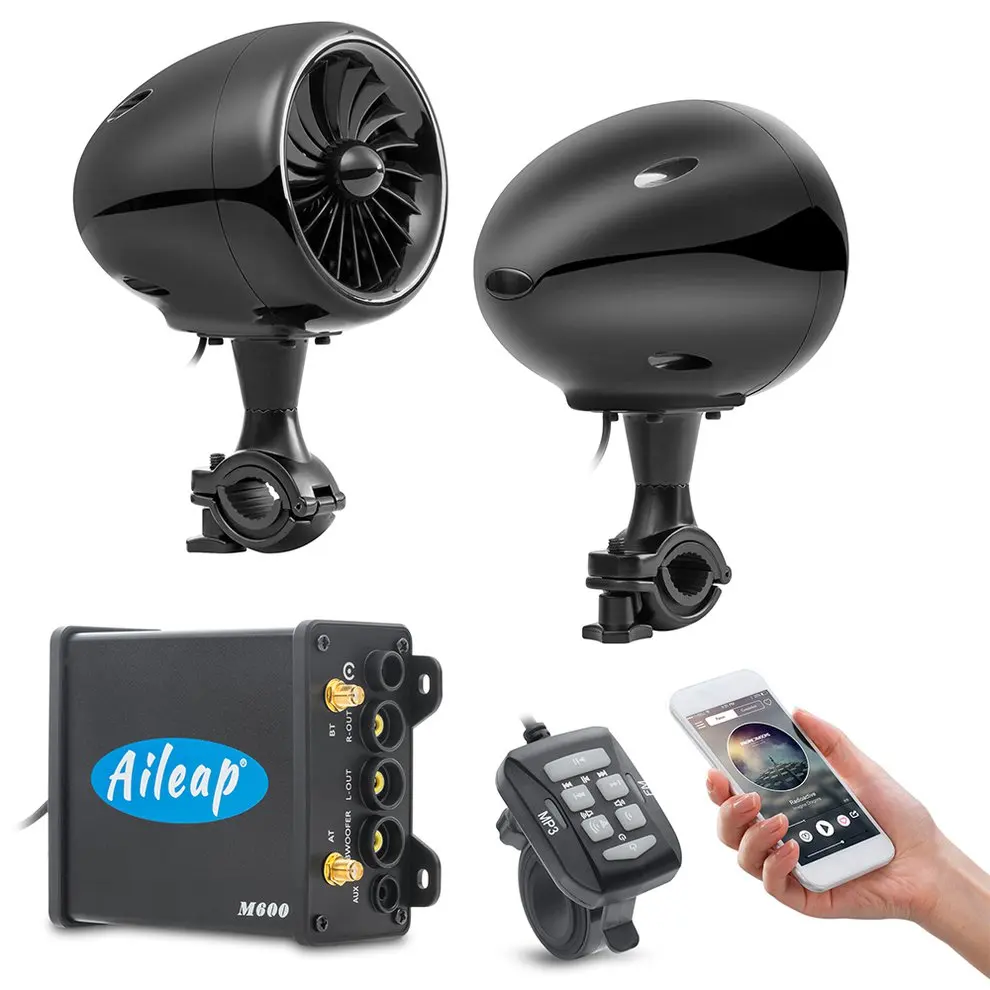 

Motorcycle Audio Stereo Amplifier Speaker Hi-Fi Sound Bluetooth AUX FM with Wired remote control