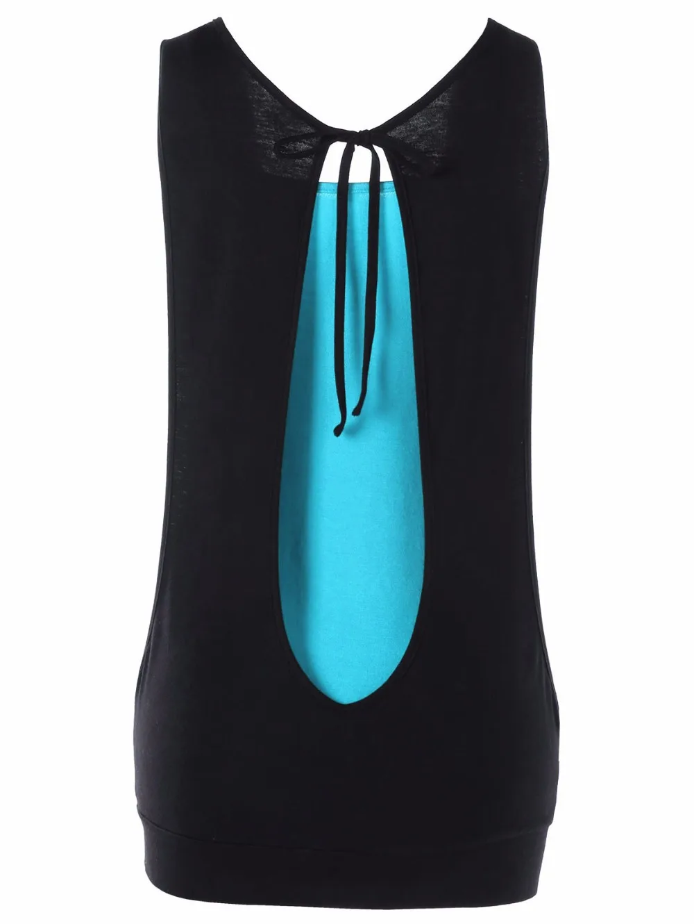 VESTLINDA Cowl Neck Faux Twinset Panel Cut Out Sleeveless Tank Top Womens Summer Clothing 2018 Fashion Sexy Top Female Tanktop 14