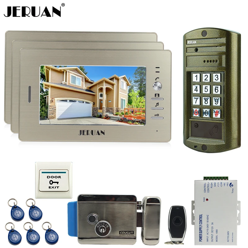 Best Price HOME 7 inch LCD Video Door phone Intercom System kit 3 Monitor +NEW Metal waterproof password keypad HD IR Mini Camera +E-lock Best Price HOME 7 inch LCD Video Door phone Intercom System kit 3 Monitor +NEW Metal waterproof password keypad HD IR Mini Camera +E-lock