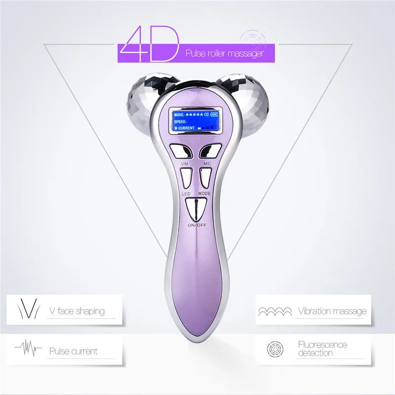 4D роликовый массажер для лица роликовое устройство Y Форма вращающийся микро-ток вибрирующий для похудения машина для подтяжки кожи тела P60