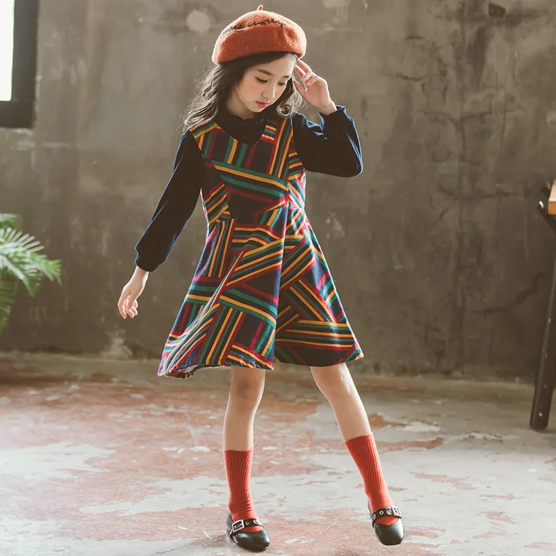 

Brand Girls Suit New 2018 Autumn Printed Velvet Kids Strap Dress and Sweatshirt Baby Two Piece Set Toddler Children Set,#3284