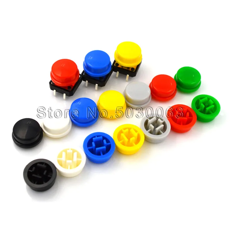 

100pcs/lot A24 round square switch button cap adapted to 12*12*7.3 red/blue/yellow/white/green/black/grey multi-color optional