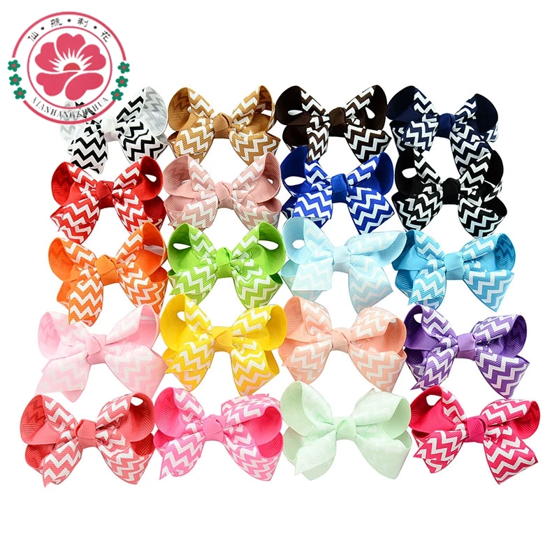 

20pcs/Lot 20 Colors Grosgrain Ribbon Wave Bows With Clip Boutique Bows Hairpins Hair Accessories 613
