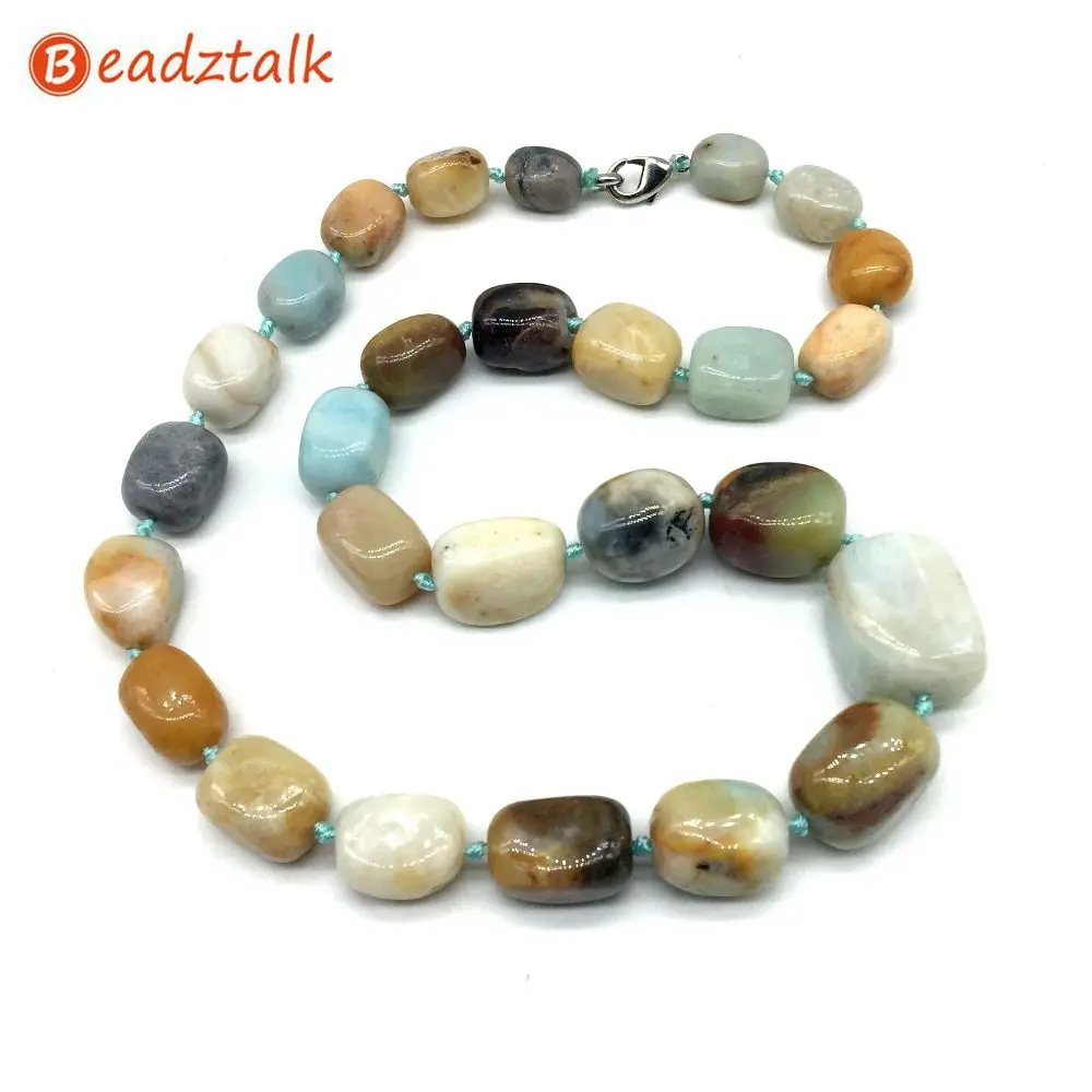 Beadztalk Градуированный гладкий камень бусы колье маленькие и большие самородки