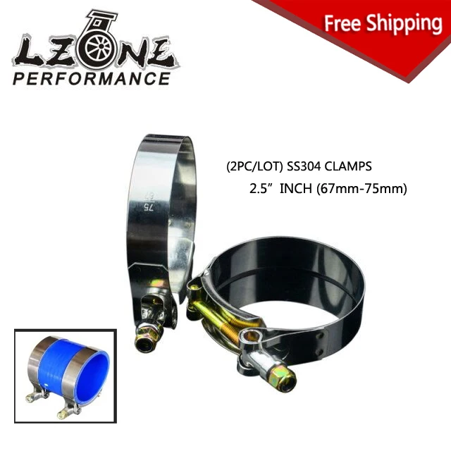 

FREE SHIPPING - (2PCS/LOT) CLAMPS 2.5" (67-75)STAINLESS SILICONE TURBO HOSE COUPLER T BOLT CLAMP KIT HIGH QUALITY SS304