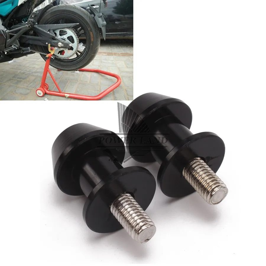 Black 8mm Motorcycle CNC Rear Stand Swing Arm Spool Sliders Stand