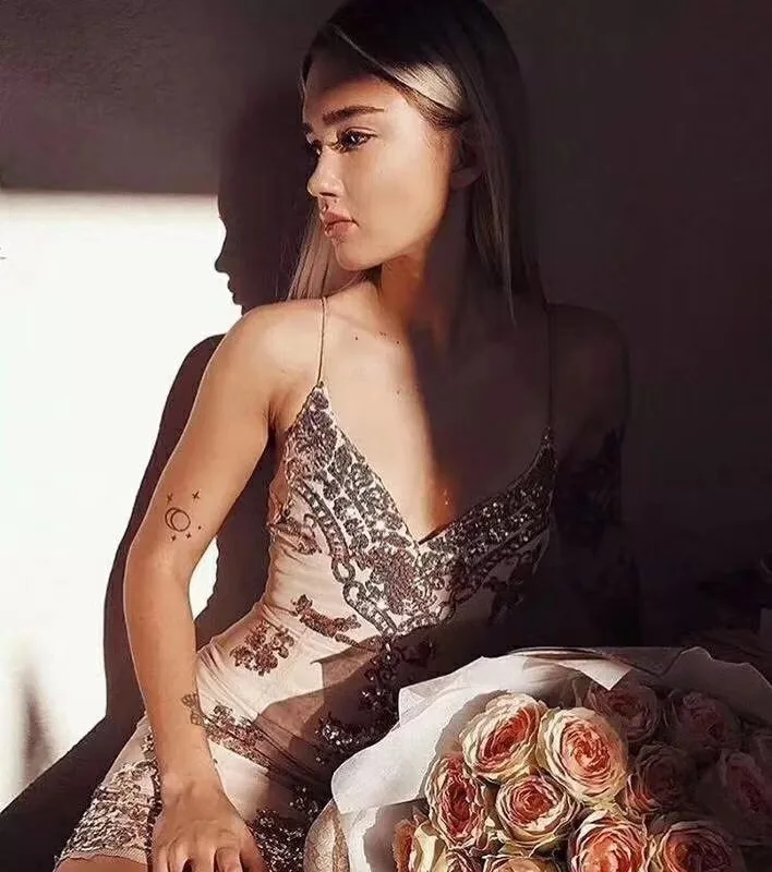 Abbellito Celebrity All'ingrosso Shimmer Chic Maglia Mini Strap Sexy Vestito Spaghetti Elegante Paillettes Donne 816vw5xvtq
