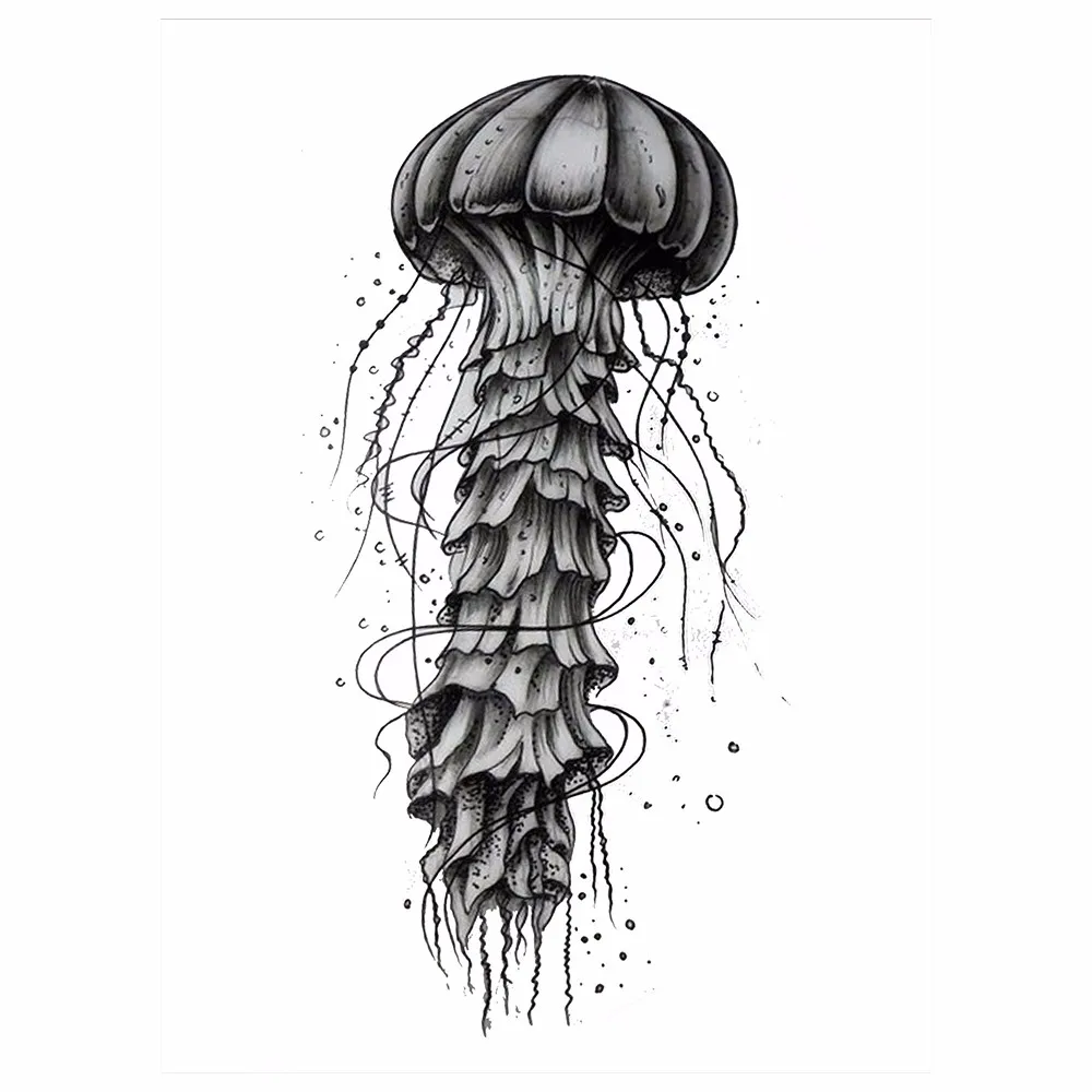1pc Temporary Tattoo Body Art Sticker KM-025 Creative Ocean Jellyfish Picture Design Water Transfer Sexy Tattoo Sticker Products (2)