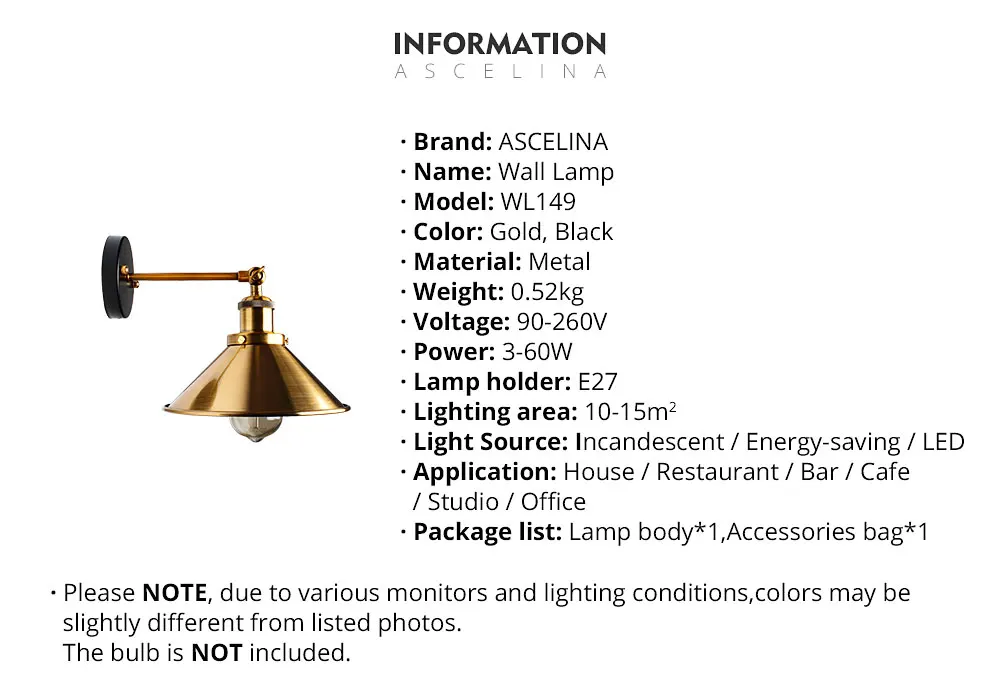 Винтажный Лофт светодиодный настенный светильник для дома, промышленный декор, ретро светильник для ванной комнаты, железный абажур E27, настенный светильник Эдисона, светильники