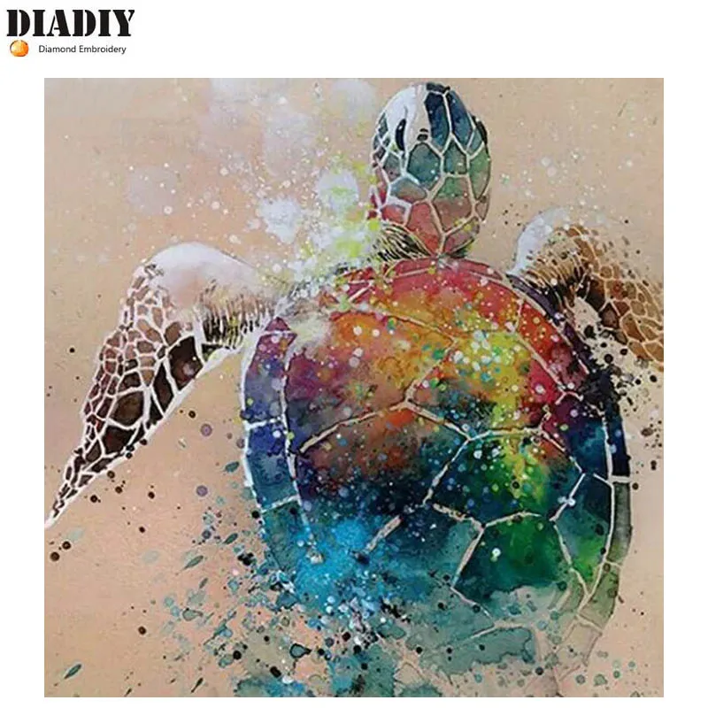 

DIADIY Full Square drill 5D DIY Diamond painting Colored turtle Diamond Embroidery Mosaic Cross Stitch Rhinestone decoration Art
