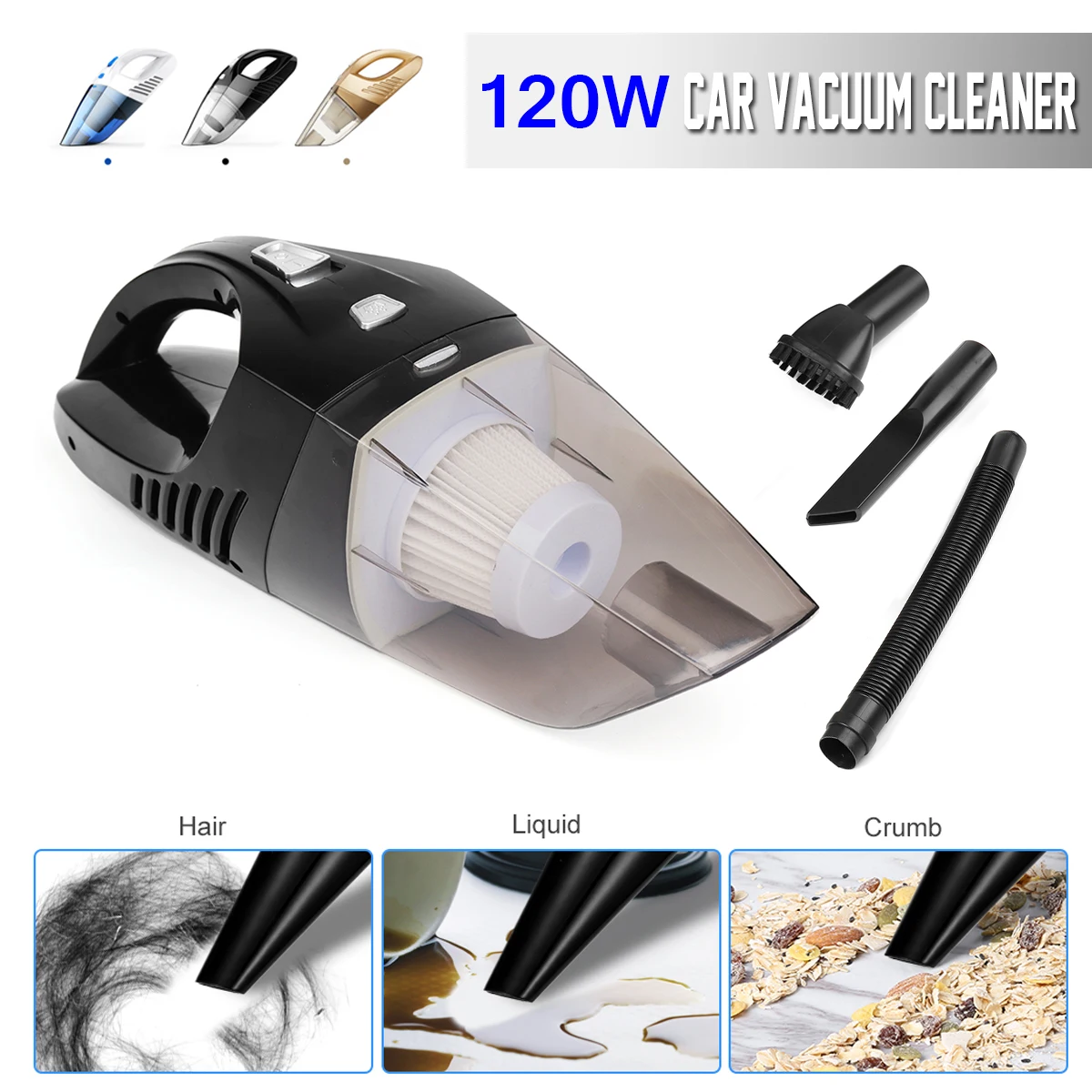 

Warmtoo Mini Car Vacuum Cleaner Strong Suction 120W Portable Handheld Vacuum Cleaner Cordless for Home Auto Car Wet/Dry 3 Color