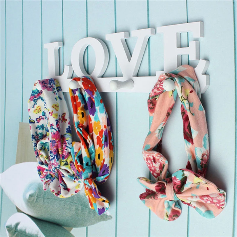 DIY 1pc White 4Hooks Love Clothes Robe Hat Towel Bag Key Holder Wall Hanger