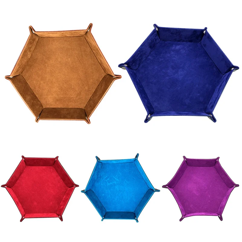 

2019 Protable Folding Tweezers Storage Box Tray Desktop Hexagonal Tray PU Dice Shape Case Storage Box