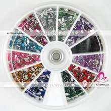 Ящичек для страз 2*4 мм Каплевидный Дизайн ногтей горный хрусталь 12 цветов смешанные 55 колеса/лот 66000 шт